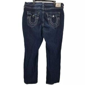 True Religion Ricky Flap Big T Jeans Mens Blue Denim Relaxed Straight 38 x 32